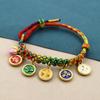 Pulsera de la Flor de Durazno del Dios de la Riqueza de Cinco Vías de Xizang Cuerda de Mano Tejida a Mano con Nudo de Flor de Durazno Estilo Étnico Cuerda de Colores Pulsera Thangka