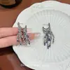Brincos de Franja com Diamantes Roxos Brilhantes, Brincos de Moda Deslumbrantes e Requintados, Design de Nicho, Luxo Leve, Alta Qualidade, Brincos Versáteis para Mulheres