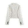 Atacado transfronteiriço 2026 Estilo europeu e americano moderno versátil casual blazer feminino de um botão com estampa de bolinhas C46236