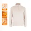 Moletom personalizado com zíper parcial, gola alta e padrão espinha de peixe, camada interna estilosa feminina para outono e inverno, top jaqueta quente com forro de fleece