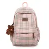 Nueva mochila retro de cuadros estilo coreano ins para otoño e invierno para estudiantes universitarios, elegante bolsa de lana de doble hombro