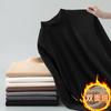 Camiseta masculina de manga longa 300g, quente, gola semi-alta, veludo dupla face, tendência outono e inverno, gola média, base interna, roupas masculinas