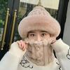 Gorro tipo jersey y bufanda para el cuello todo en uno para mujer, grueso y de terciopelo, nuevo invierno, versátil, para ciclismo, cálido y cortavientos, sombrero protector para el cuello
