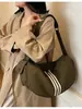 Bolso de Hombro Cruzado Casual de Moda Transfronterizo de Gran Capacidad Tipo Empanada 2025 Nuevo Versátil Rayas en Bloque de Color Deportivo