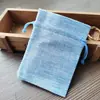9x 12 cm en stock bolsa de lino imitación suministro de fábrica caja de joyería cordón de lino logotipo personalizado protección ambiental
