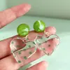 Pendientes Retro de Moda Círculo Rojo Exagerado con Corazón de Melocotón Diseño de Nicho Pendiente Retro Chica Picante para Mujer