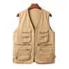 Nuevo Chaleco de Trabajo Casual Multibolsillos Transfronterizo para Hombre, Chaleco Chaqueta sin Mangas para Exteriores de Primavera y Otoño, Talla Grande