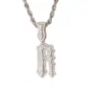 Corrente Cubana Cheia de Diamantes Estilo Hip-Hop Europeu e Americano Pingente de Letra R em Inglês Colar Personalizado Colar Tendência para Homens para Boate