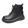Botines estilo Martin de suela gruesa y que aumentan la altura para mujer, nueva colección otoño/invierno 2026, forrados de borrego, cómodos para madres, estilo británico, modernos y versátiles