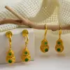 Pendientes de Clip con Forma de Calabaza Dorada para Bobina de Mosquito para Mujer, Pendientes Ligeros de Lujo de Gama Alta Estilo Chino Nuevo Sin Perforaciones, Elegantes Pendientes Largos de Estilo Nacional