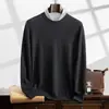 Suéter de Caxemira da Montanha 2024 Outono e Inverno Novo Camisa de Base Plana Masculina de Meia-Idade Negócios Casual Cor Sólida Pulôver Suéter Quente
