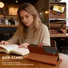 Funda tipo libro de cuero con tacto de piel Samsung S24/S23/S22 con tarjetero, soporte y cubierta protectora de negocios anticaída
