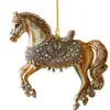 Item Popular Transfronteiriço: Pingente de Cavalo Dourado Luxuoso Galopante em Acrílico, Presente de Feriado, Decoração de Mochila, Chaveiro, Ornamento Decorativo Pendente