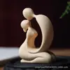 Escultura em Buxo Jane Eyre Casal se Beijando Coração a Coração Ornamento Criativo Artesanato em Madeira