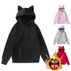 Sudadera con capucha de forro polar para hombre y mujer, diseño de orejas de gato, nueva colección de primavera y otoño para comercio exterior en Amazon, sudadera con capucha casual de moda