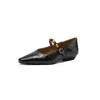 Sapatos de couro macio vintage para primavera/outono, com salto plataforma de 2,5 cm, modernos e versáteis, bico quadrado, salto baixo, sola macia, sapatos Mary Jane puramente feitos à mão