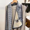 Bufanda Larga de Imitación Seda y Lana de Doble Cara y Doble Capa con Borde Biselado para Mujer, Primavera, Otoño e Invierno, con Correa Ancha, Bufanda Versátil