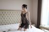 Lápiz Mercy Pijama Sexy Nuevo Estilo Ropa Interior Sexy para Mujer Espalda Descubierta Transparente Talla Grande Tirantes Encaje Pestañas Camisón
