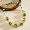 Colar Assimétrico de Pérola em Gota d'Água Geométrica com Diamantes, Estilo Levemente Luxuoso Europeu e Americano, Corrente para Clavícula Estilo Corte, Joia de Nicho de Alto Padrão