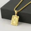 Collar de hombre hip-hop cadena de perlas cuadrada colgante de letra capital inglesa 26 [gran cantidad en stock]]