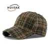 Nueva gorra de béisbol a cuadros estilo retro americano con costuras de rombos para hombre y mujer, desgastada con bordes deshilachados, da una apariencia de cara pequeña y un aspecto desgastado