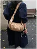 Bolsa de Dumpling Plissada Vintage Grande Capacidade Bolsa Lua Alça de Nó Ombro Bolsa Transversal PU Cera de Abelha Bolsa Feminina