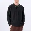 Camiseta de punto de manga larga con cuello redondo de alta gama para hombre, nueva para otoño, informal y versátil, capa base con bolsillos