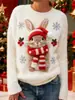 Sudadera de Manga Larga con Cuello Redondo, Corte Ajustado, Estampado Digital con Elementos Navideños Transfronterizos, 250g Franela, Nuevo 2025