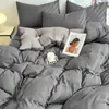 Juego de Ropa de Cama de Algodón Lavado de Cuatro Piezas, Funda de Edredón, Sábana Bajera, Juego Individual de Tres Piezas, Dormitorio de Estudiante Modelo Nuevo 2025 Ropa de Cama Nantong