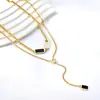 Moda Europea y Americana Versátil Cadena de Clavícula Geométrica en Capas de Acero Inoxidable, Joyería de Lujo Ligero Nicho Chapada en Oro de 18 Quilates