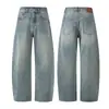 Muxi Clothing Marca de Moda Retro de la Alta Calle Americana Pantalones Scimitar Cleanfit Jeans de Pierna Ancha Pantalones Largos Versátiles para Hombre