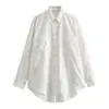 Otoño 2023 Nuevo y2g Moda europea y americana para mujer simple holgada dobladillo con costuras metálicas camisa asimétrica