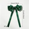 Presilha de Cabelo com Laço de Fita Verde Escuro Estilo Floresta Nova com Fitas Longas Penduradas Versátil Estilo Fada Elegante Acessório de Cabelo para a Parte de Trás da Cabeça