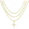 Amazon Transfronterizo Personalizado Mezcla y Combina Cadena Cruzada Collar Hip-Hop Tendencia Gargantilla Dorada Moda Joyería en Capas