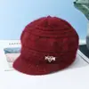 Chapéu de Lã Quente de Lã Grosso para Outono e Inverno para Mulheres Idosas, Chapéu Casual de Tricô da Moda Mamãe para Idosos e Meia-Idade
