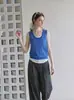 Verão novo nicho único e estiloso design versátil camisola de falso conjunto de duas peças top sem mangas feminino moderno