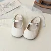 Pantuflas Cerradas Estilo Coreano para Niñas Nuevas Primavera y Otoño 2025 Zapatos Franceses Mary Jane para Niñas Zapatos Bajos de Ballet