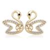 Nuevos aretes de tuerca con pin de plata 925 con incrustaciones de circonita par Cisne Pato mandarín aretes DIY accesorios de joyería fábrica venta al por mayor