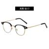 Nuevo espejo óptico con montura de cejas anti-luz azul, metal de acero inoxidable TR90, gafas de montura redonda para hombre, gafas casuales suaves