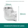 Cotovelo de aço inoxidável, fio interno e externo, cotovelo de fio externo duplo, conexão em T para tubos de água, 4 pontos DN15