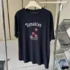 Camiseta de Algodão com Estampa de Tomate e Floco de Neve, Gola Redonda, Manga Curta para Mulheres, Estilo Novo de Verão, Solta e Versátil, Casual, Tamanho Grande