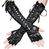 Guantes Largos Punk de Medio Dedo Lolita con Correa para Fiesta Gótico Estilo Oscuro Steam Mangas para Manos Mangas para Sesión de Fotos de Performance