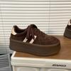 Rojo Angora Otoño e Invierno Nuevo Color Combinado Zapatillas de Entrenamiento Alemanas Retro para Mujer Plataforma de Cuero Genuino Mate Zapatos Deportivos Casuales con Plataforma