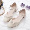 Zapatos de tacón alto para mujer 2024 verano nuevo estilo con sandalias de punta cerrada cubiertas para falda hebilla estilo hada tacón grueso zapatos de una sola capa