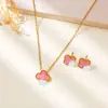 Conjunto de Aço Inoxidável Transfronteiriço de Trevo de Quatro Folhas de 13mm, Joias Clássicas Mais Vendidas em Aço Titânio, Joias de Luxo Leve e de Alta Qualidade