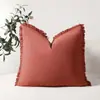 Venta Caliente Transfronteriza Funda de Cojín Casual de Color Sólido Algodón Lavado Borla Bigote Bohemio para Sofá Sala de Estar