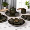 Plato Plano de Cerámica Esmaltada Color Musgo Creativo Retro Americano Vajilla Taza de Café para Bistec Occidental Tazas para Arte Latte Cuencos y Platos de Alto Valor