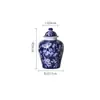 Jarrón de Porcelana Azul y Blanco de Jingdezhen Fondo Azul Ciruelo Helado Cerámica Tarro General Juego de Adornos Sala de Estar Retro Decoración de Tarro de Té
