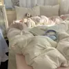 Juego de cuatro piezas de algodón lavado de color sólido para dormitorio universitario, juego de tres piezas para dormitorio de estudiante, funda de edredón, sábana, sábana bajera ropa de cama