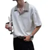 Camisa polo patchwork de manga curta para homens e mulheres, estilo verão, fresca e estilosa, top de meia-manga com corte slim